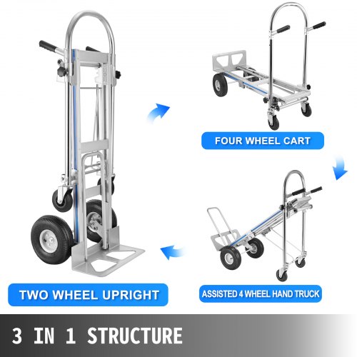 Details about   ❤3 in 1 Aluminum Folding Sack Truck Hand Trolley Cart Car Heavy Duty Foldable 