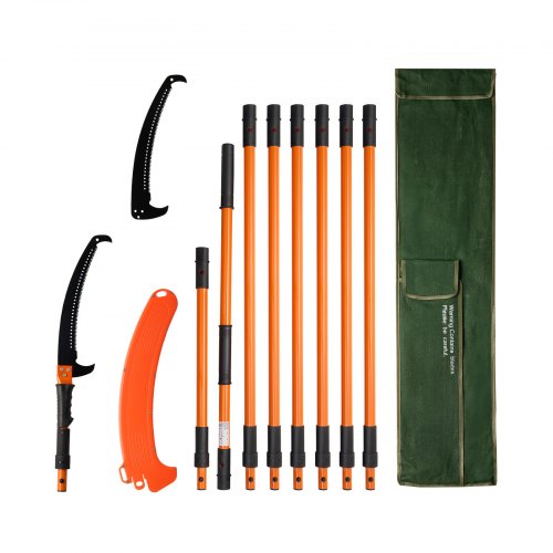 

VEVOR Manual Pole Saw, 4.46-26.4 ft Extendable Tree Pruner, Sharp 65Mn Steel Blade, Lightweight Fiberglass Handle Pole, Two Double-Hook Saws for High Branch Trimming, Pruning Tool for Palms, Shrubs