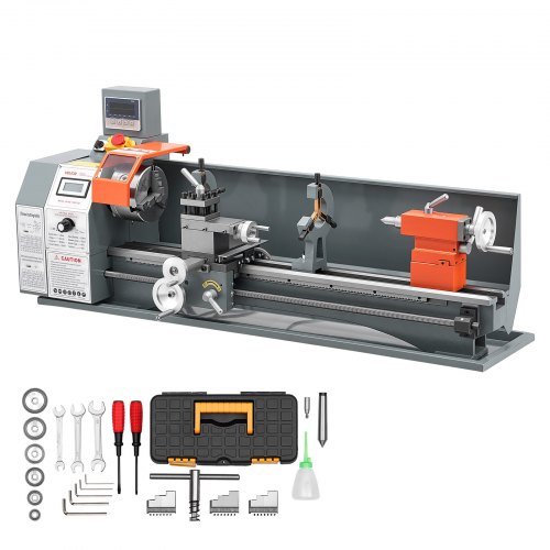 VEVOR Metal Lathe 10" x 30" 1100W Benchtop Lathe Machine with 2-Axis DRO, for Metalworking Turning, Linear Scale & Digital Readout, Reversible Directi