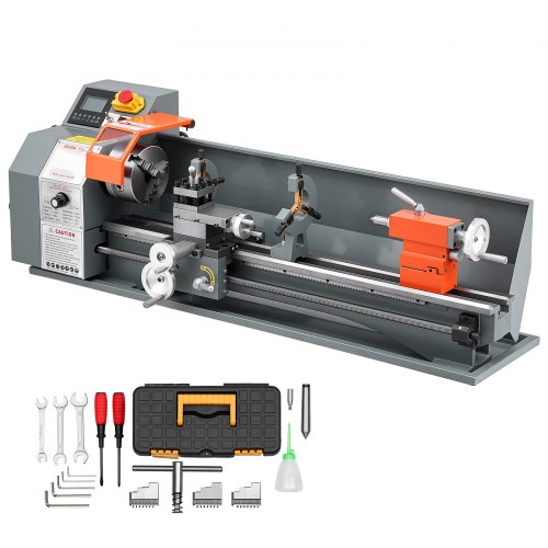 VEVOR Metal Lathe 8.7" x 30" 1100W Benchtop Lathe Machine Semi-Automatic, for Precision Metalworking Turning Threading, Electronic Leadscrew Drive, Va