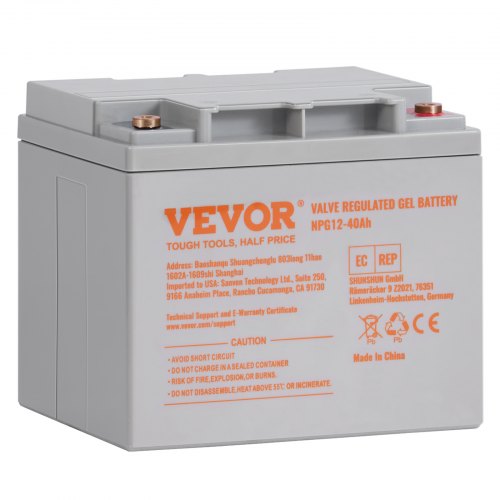 

VEVOR Deep Cycle Battery, 12V 40AH, AGM Marine Rechargeable Battery, High Self-Discharge Rate 400A Discharge Current for Mobility Scooters Electric Wheelchairs Go-Karts e-Bikes, Tested to UL Standards