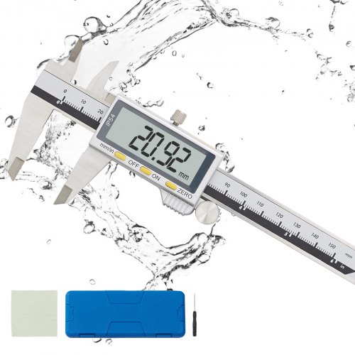 

VEVOR Digital Caliper, Calipers Measuring Tool 0-6", Electronic Micrometer Caliper with Large LCD Screen, IP54 Waterproof & 4 Measurement Modes, Inch and Millimeter Conversion, Two Batteries Included