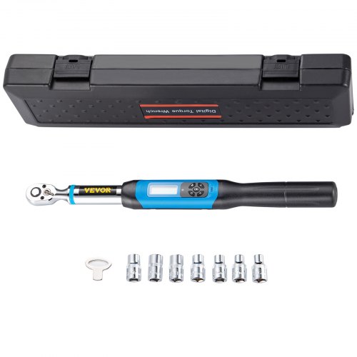 

VEVOR Digital Torque Wrench, 3/8" Drive Electronic Torque Wrench, Torque Wrench Kit 5-99.5 ft-lbs Torque Range Accurate to ±2%, Adjustable Torque Wrench with LED Display and Buzzer, Socket Set & Case