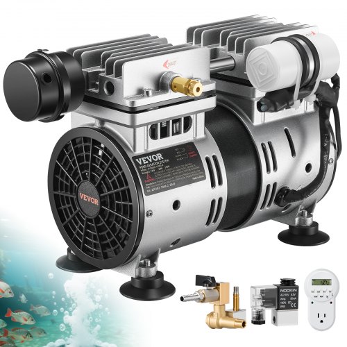 VEVOR Aerator, 550W Power 5.2CFM for Up to 3 Acre 50' Includes 3/4 HP Compressor & Timer & Valves, Air Compressor for Deep Water Oxygen Circulation, f
