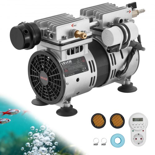 VEVOR Pond Aerator, 5.2CFM 4/5HP Air Compressor, Lake Aerator for Ponds up to 3 Acres, Overheat Protection & Anti-Backflow Valve, 590W Powerful Motor, Pond Aeration Pump for Water Oxygen Circulation