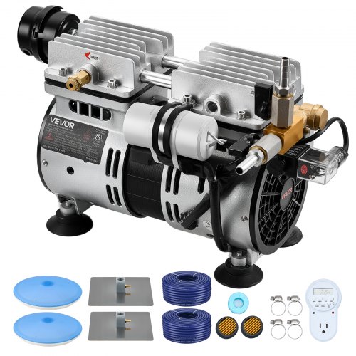 

VEVOR Pond Aerators, 5.2CFM Aeration System for Lakes up to 3 Acres, 3/4 HP Air Compressor, 2 Diffusers & Two 100' Weighted Tubings, Outdoor Pond Aeration Pump for Deep Water Oxygen Circulation