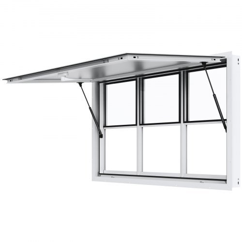 

VEVOR Concession Window 60"x36", Aluminum Alloy Food Truck Service Window with Vertical Lifting Windows & Awning Door & Drag Hook, Up to 85 Degrees Serving Window for Food Trucks Concession Trailers