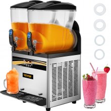 VEVOR Commercial Double Bowl 2x15L Slush Machine Frozen Drink Machine 1000W