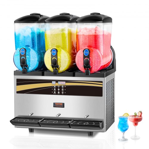 

VEVOR Commercial Slushy Machine, 15Lx3 Triple Tank Frozen Drink Machine, 180 Cups Stainless Steel Margarita Smoothie Frozen Drink Maker, Slushie Maker for Home Party Restaurants Cafe Bars