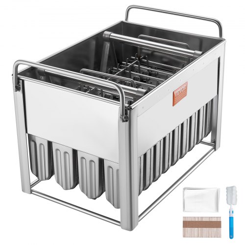 

VEVOR Commercial Popsicle Moulds, 40PCS Round-Head Ice Pop Moulds with Double Slot, Stainless Steel Ice Lolly Popsicle Moulds, Ice Cream Maker Mould Holder with 50PCS Popsicle Sticks & Bags
