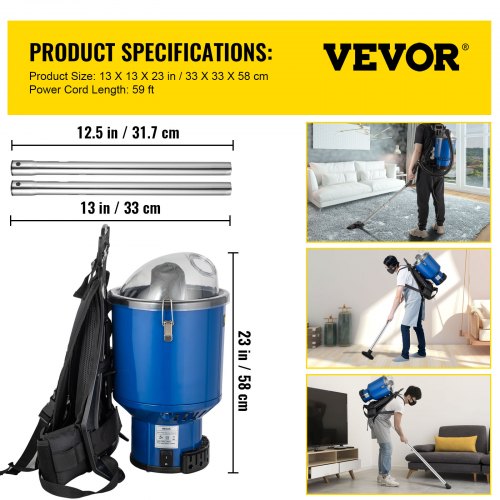 VEVOR Backpack Vacuum, 3.6qt Backpack 