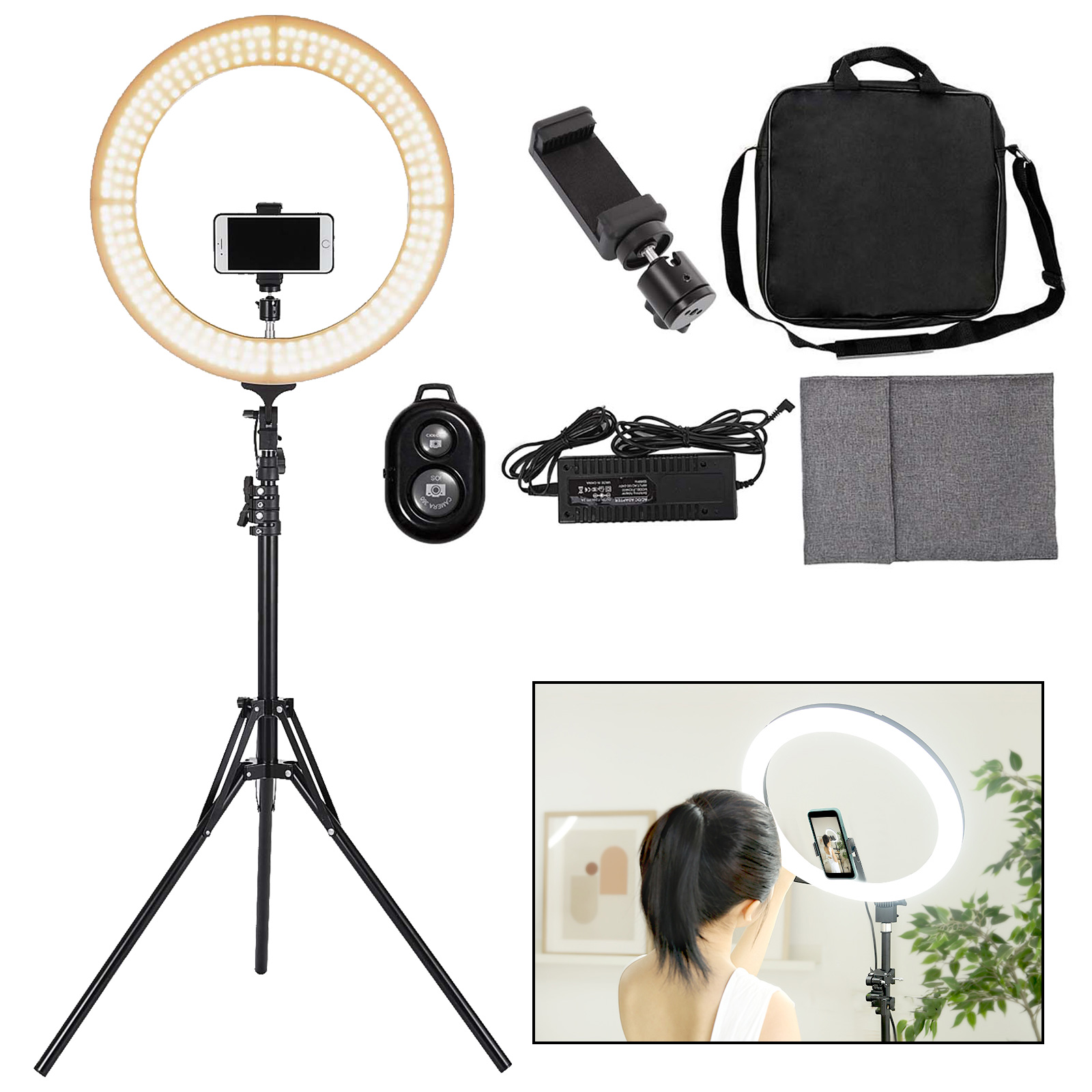 19" LED Ring Light w/ Stand Dimmable 2700-5500K Lighting Kit Photo Video Makeup от Vevor Many GEOs