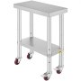 Commercial Stainless Steel Bench Kitchen work Food Prep Table 600x300mm w/Wheels