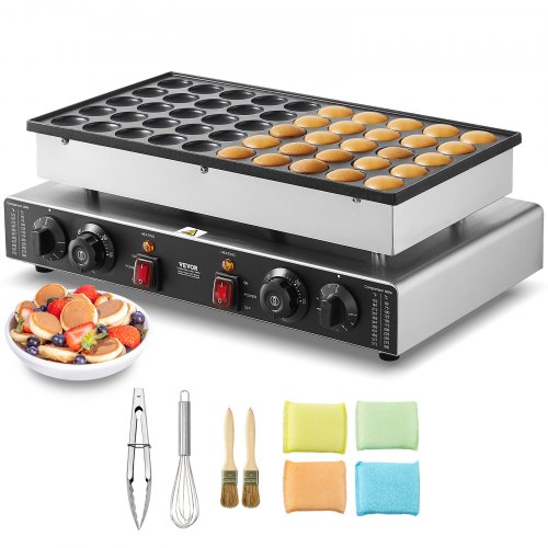 VEVOR VEVOR Mini Dutch Pancake Maker, 50PCS 43mm Diameter Dorayaki Baker Machine, 1700W Commercial Electric Poffertjes Grill, Non-stick Stainless Steel, Dua sold by VEVOR AU