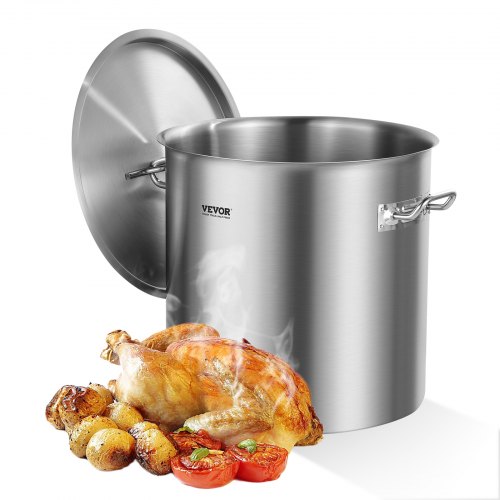 

VEVOR 53QT Stainless Steel Stockpot Cooking Kitchen Sauce Pot with Lid Handle