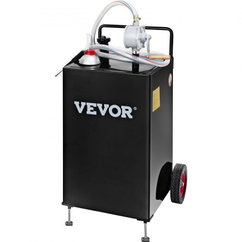 VEVOR 30 Gallon Gas Caddy, Fuel Storage Tank with Wheels, Portable Fuel Caddy with Manuel Transfer Pump, Gasoline Diesel Fuel Container for Cars, Lawn Mowers, ATVs, Boats, More, Black