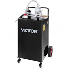 VEVOR Fuel Caddy Fuel Storage Tank 30 Gallon 4 Wheels with Manuel Pump, Black
