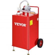 VEVOR Fuel Caddy Fuel Storage Tank 30 Gallon 2 Wheels with Manuel Pump, Red