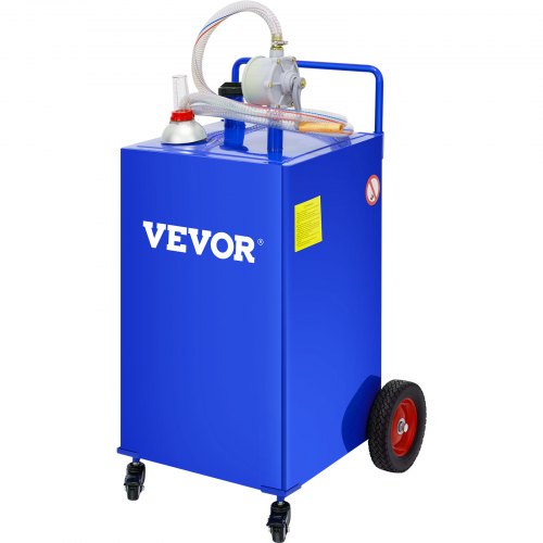 VEVOR Fuel Caddy Fuel Storage Tank 30 Gallon 4 Wheels with Manuel Pump, Blue