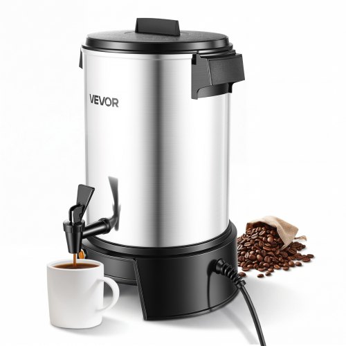 VEVOR Commercial Coffee Urn, 30 Cup 152oz Hot Beverage Dispenser with Dripless Faucet, 1090W Quick-Brewing Coffee Maker, Automatic Temperature Control
