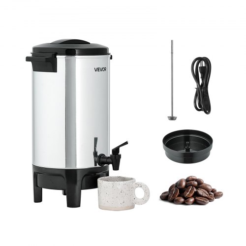 

VEVOR Commercial Coffee Urn, 40 Cup 6 L Hot Beverage Dispenser with Dripless Faucet, Quick-Brewing Commercial Coffee Maker, Automatic Temperature Control, for Catering, Party, Church & Restaurant