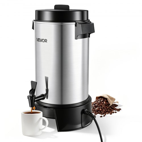 VEVOR Commercial Coffee Urn, 40 Cup 203oz Hot Beverage Dispenser with Dripless Faucet, 1090W Quick-Brewing Coffee Maker, Automatic Temperature Control