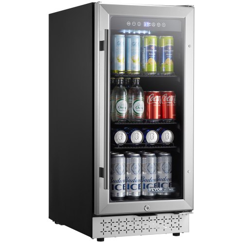 

VEVOR Beverage Refrigerator Cooler 88 Can Mini Soda Beer Fridge with Glass Door