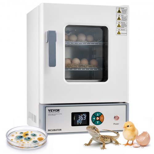 VEVOR Laboratory Incubator 5.3 Gal / 20 L with Adjustable Air Circulation, For Petri Dishes, Room Temp+41℉ to 158℉ PID Temperature Control, Microbiological Lab Incubator, Digital Panel, Glass Door