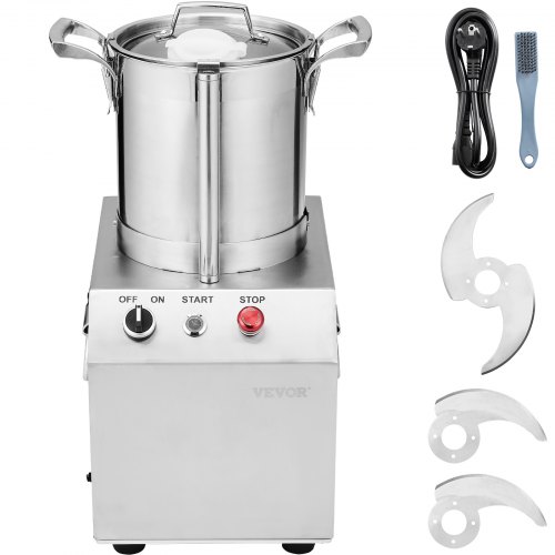 VEVOR Küchenmaschine Gemüsezerkleinerer, 4 L Küchenmaschine aus lebensmittelechtem Edelstahl mit 2 zusätzlichen S-Kurvenklingen, multifunktional zum Zerkleinern von Gemüse Obst Getreide Nüssen