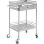 UK Mobile Rolling Cart 2-Layer Stainless Steel For Lab Cart W/ Upper Drawer