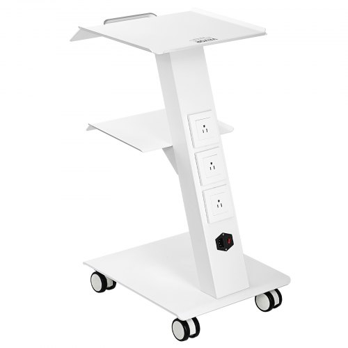 

VEVOR Lab Trolley, Rolling Lab Cart with Built-in Socket, 3-Layer Metal Mobile Trolley, Tray Rolling Clinic Cart with Swivel Wheels, 220 lbs Weight Capacity, for Lab, Clinic, Beauty and Salon