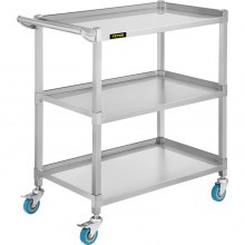 VEVORRolling Lab Cart Mobile Clinic Cart 500lbs Weight Capacity 3 Shelves Steel