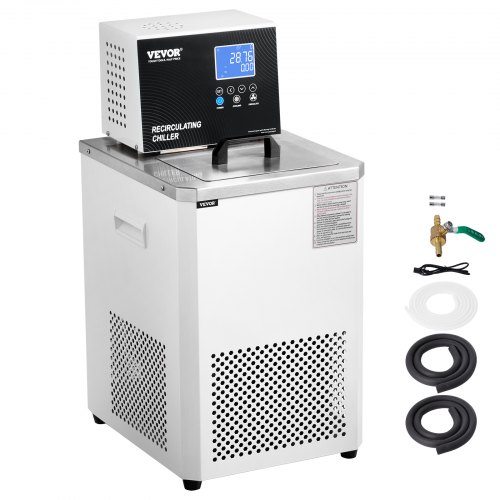 

VEVOR Laboratory Chiller Circulator, 6L Chiller Lab Low Temperature Cooling Liquid, 23°F-212°F Circulator Pump Chiller, LCD Display, 304 Stainless Steel Water Bath Recirculating Water Cooling Chiller