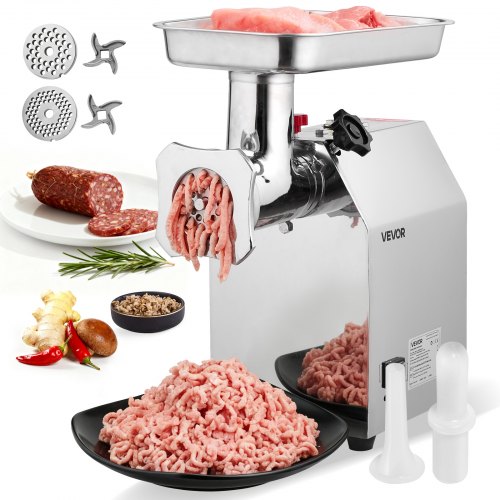 

VEVOR Electric Meat Grinder, 9.2 Lbs/Min Capacity, Countertop Industrial Meat Mincer w/ Blade, Grinding Plate, Sausage Maker, Stainless Steel Commercial Meat Grinder for Kitchen Restaurant