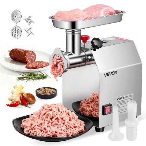 

VEVOR Commercial Electric Meat Grinder, 5 lbs/min Capacity, #8 Industrial Meat Mincer with 2 Stainless Steel Blades, 2 Grinding Plates, 600W Heavy-Duty Sausage Maker Stuffer, for Kitchen, Restaurant