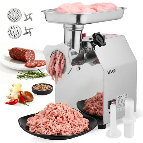 

VEVOR Electric Meat Grinder, 5.5 Lbs/Min Capacity, Countertop Industrial Meat Mincer w/ Blade, Grinding Plate, Sausage Maker, Stainless Steel Commercial Meat Grinder for Kitchen Restaurant