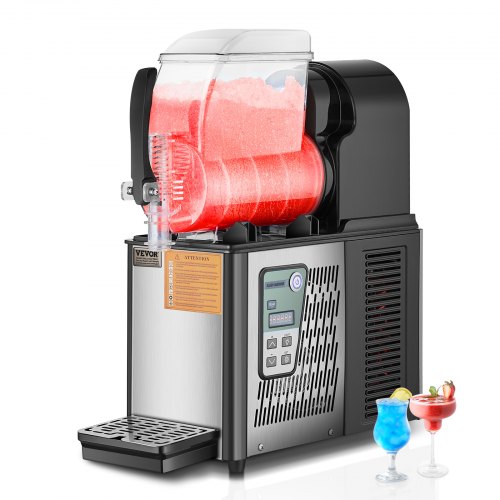 VEVOR kommerzielle Slusheis Maschine 4 L Einzeltank-Maschine für gefrorene Getränke, 16 Tassen Edelstahl Slusheis-Maschine mit Tastenfeld Softeis Maker für Partys Restaurants Cafés Bars schwarz