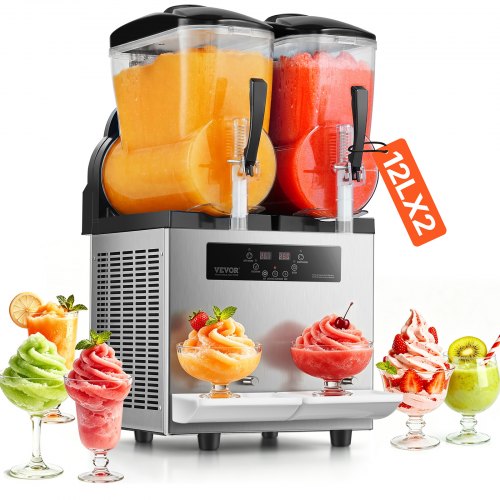 SVOPES VEVOR Commercial Slushy Machine, 12Lx2 Double Tank Frozen Drink Machine, 96 Cups Stainless Steel Margarita Smoothie Frozen Drink Maker, Slushie Maker sold by VEVOR AU
