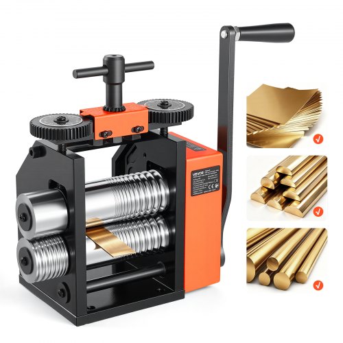 Vevor Rolling Mill 3-In-1 Round Flat Half-Round Forming Roller Mill Machine, Manual Jewelry DIY Tool, 0.03-7 Mm Adjustable Thickness, Stable & Even Ro-image