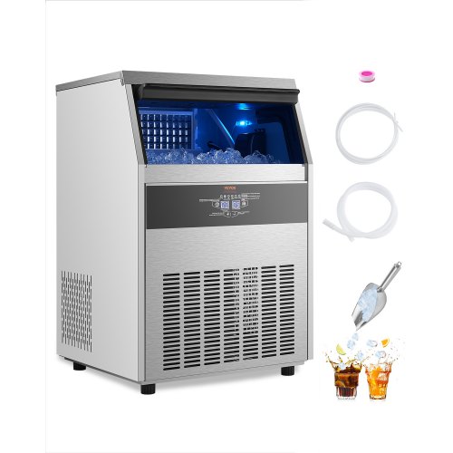 

Commercial Ice Maker Freestanding Cabinet Machine 160lbs/24H 80 Ice Cubes