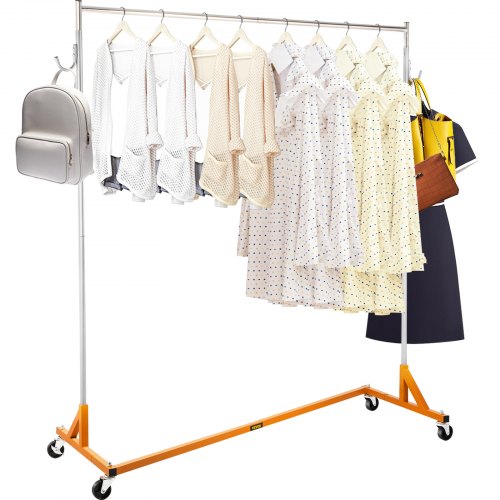Vevor Heavy-duty Clothes Rail Rack Rolling Garment Z Rack W/adjustable Height
