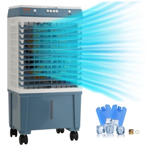

VEVOR Evaporative Cooler, 1400 CFM Air Cooler, 84° Oscillating Swamp Cooler ,5 Gal Portable Air Cooler for 550 Sq.ft with 3 Speeds Adjustable Control, Indoor Outdoor Use, FCC Listed