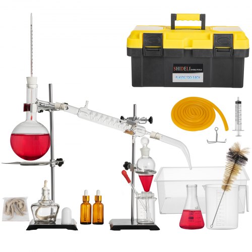 500ml Lab Essential Oil Distillation Pure Water Apparatus Glassware Kits Us