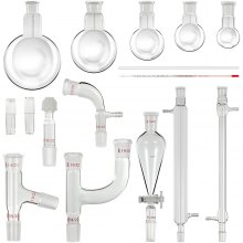 VEVOR 19/22 15PCS Advanced Organic Chemistry Glassware Kit Laboratory Glass Unit
