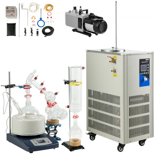 2l Lab Short Path Distillation Kit Turnkey W/vacuum Pump & Chiller Glassware Kit