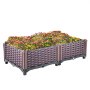 Vevor Plastic Raised Garden Bed Flower Box Kit 9"h Brown Rattan Style Set Of 2