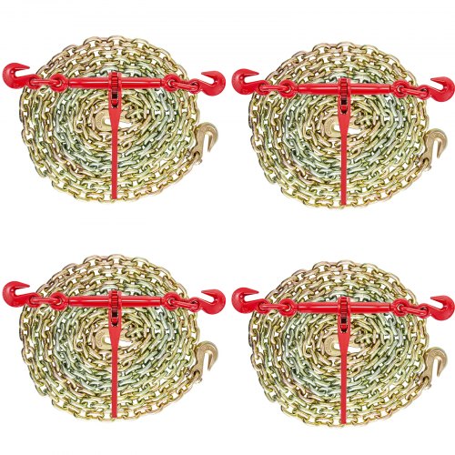 VEVOR Chain and Binder Kit 3/8in-1/2in, Ratchet Load Binders 9215lbs Working Strength, Ratchet Binders and Chains, 3/8in x 10ft Chains w/ G70 Hooks, for Truck, Tie Down, Hauling, Towing VEVOR Chain and Binder Kit 3/8in-1/2in, Ratchet Load Binders 9215lbs Working Strength, Ratchet Binders and Chains, 3/8in x 10ft Chains w/ G70 Hooks, for Truck, Tie Down, Hauling, Towing
