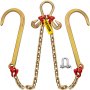 Vevor 5/16"x2' Long Shank J Hook Tow Chain W/ 15" Large J Hooks & Grab Hooks