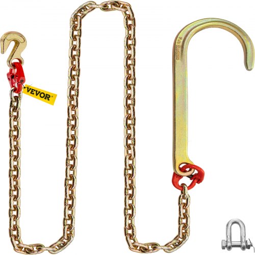 Vevor G80 V-chain Bridle Large J Hook & Grab Hook, 6' Leg Tow Chain 9260 Wll
