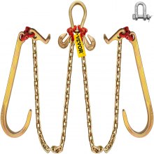 Vevor V-chain With J Hooks V Bridle 3/8"×3' G80 Tow Chain W/ T & Grab Hooks
